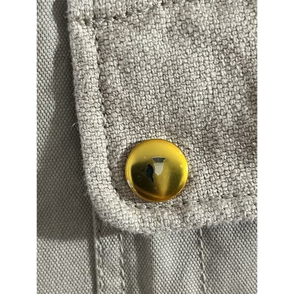 Tory Burch Joss Safari Khaki Pants Blue Cow Leather Sz 10 - Picture 3 of 10